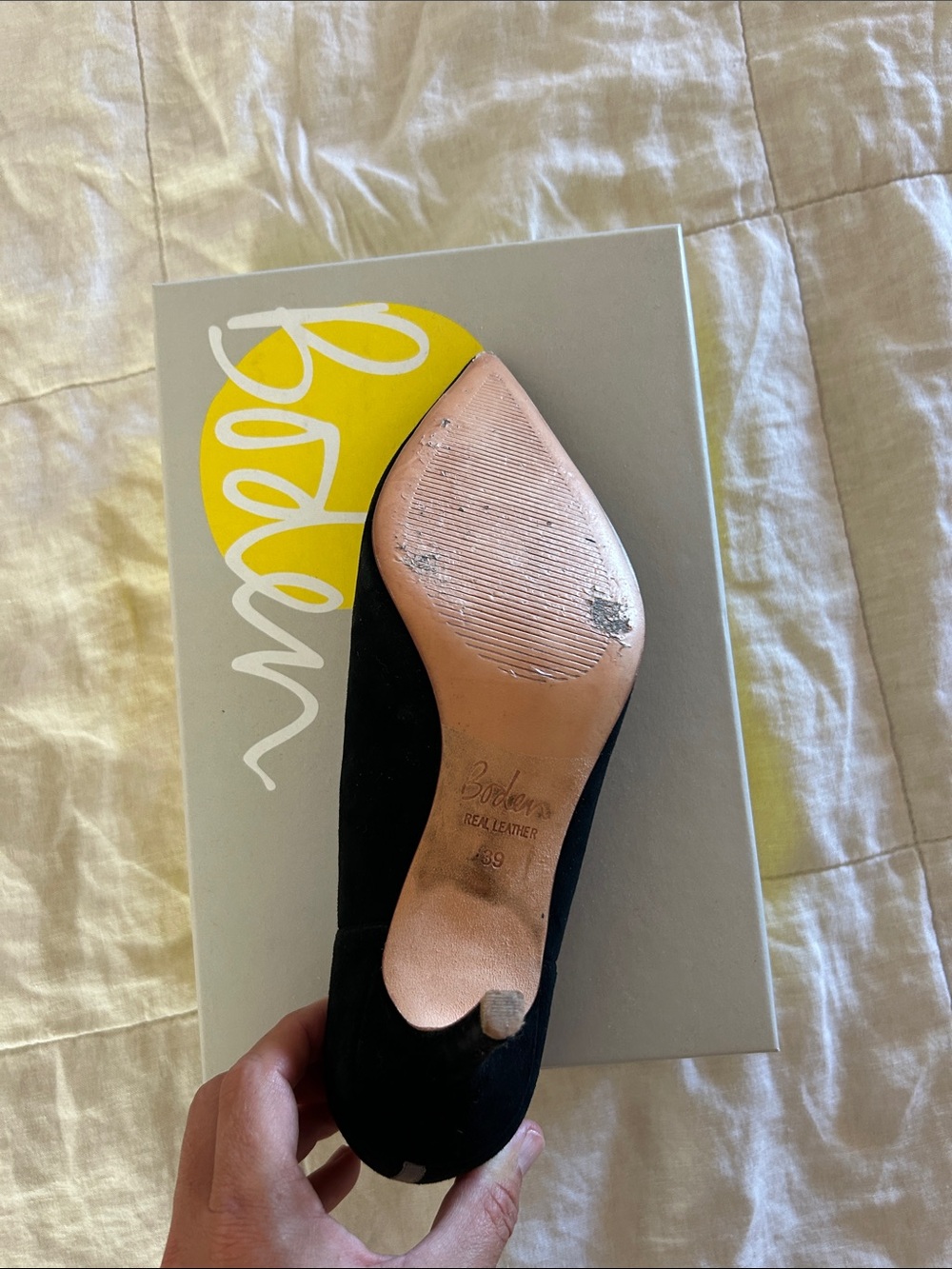 Boden Black Pointed Toe Flat with Gold-Accented Insole - Picture 3 of 4
